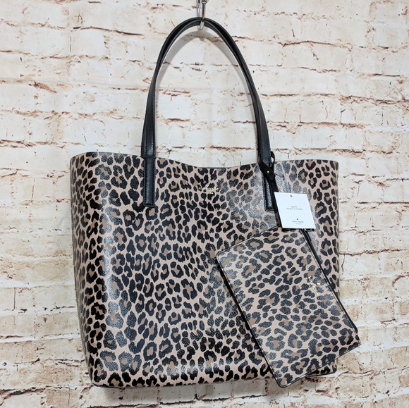 Kate Spade Leopard Arch Place Mya Reversible Tote - Picture 6 of 8